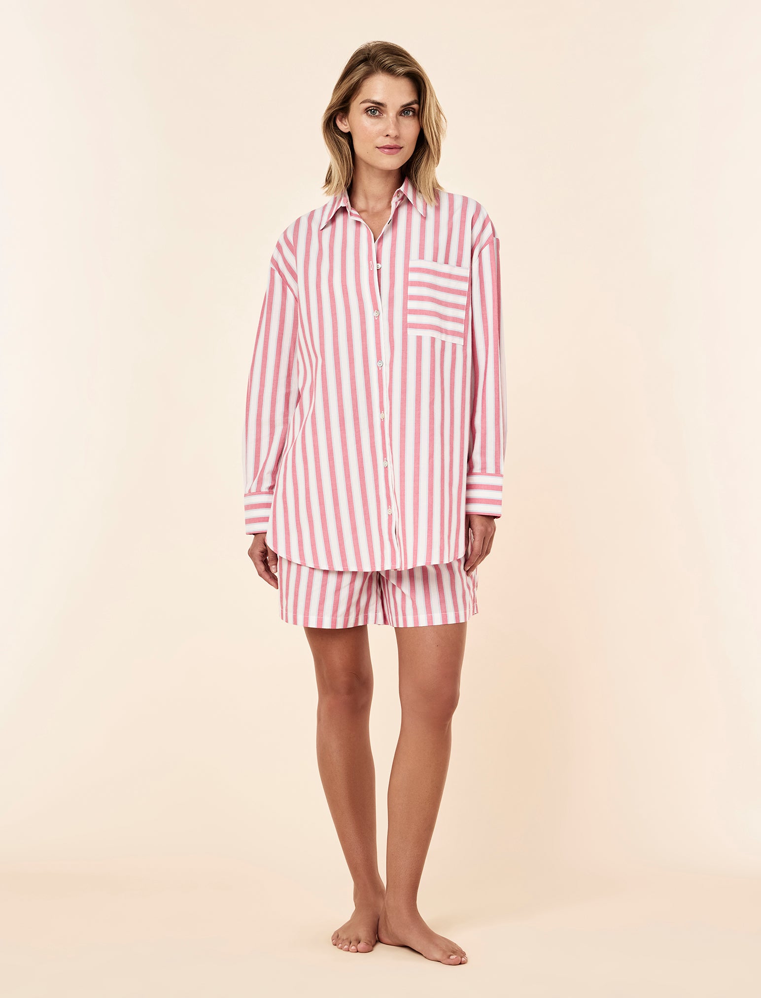 Cotton Stripe Shirting Boxer PJ Set