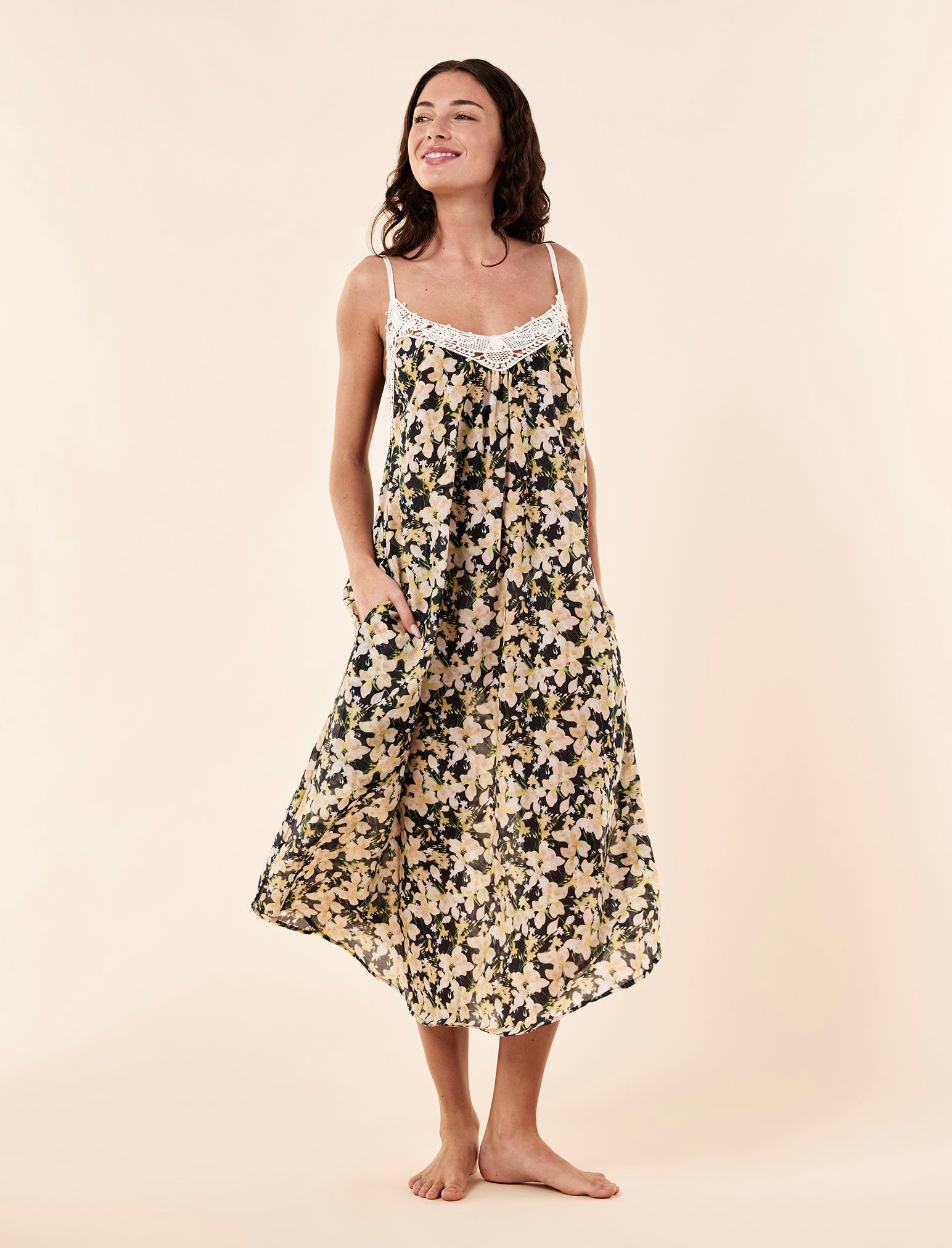 Serena Lace Front Maxi Nightgown