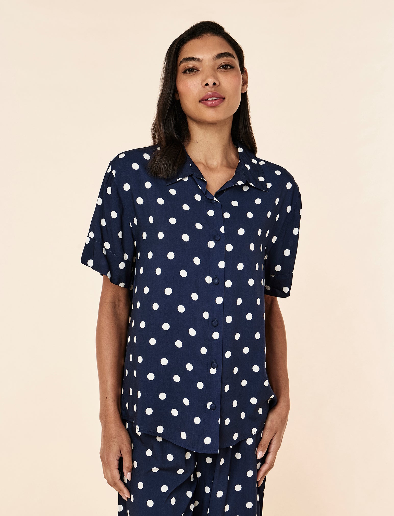 Spot Short Sleeve Full Length Pant PJ Set