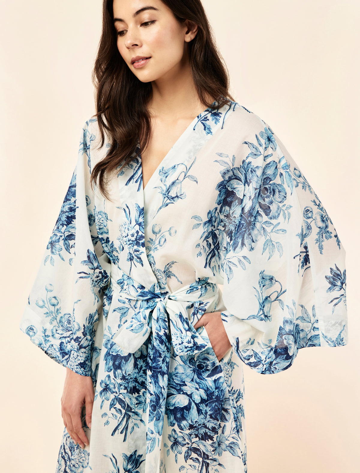 Karen Walker Romantic Floral Midi Wide Sleeve Robe