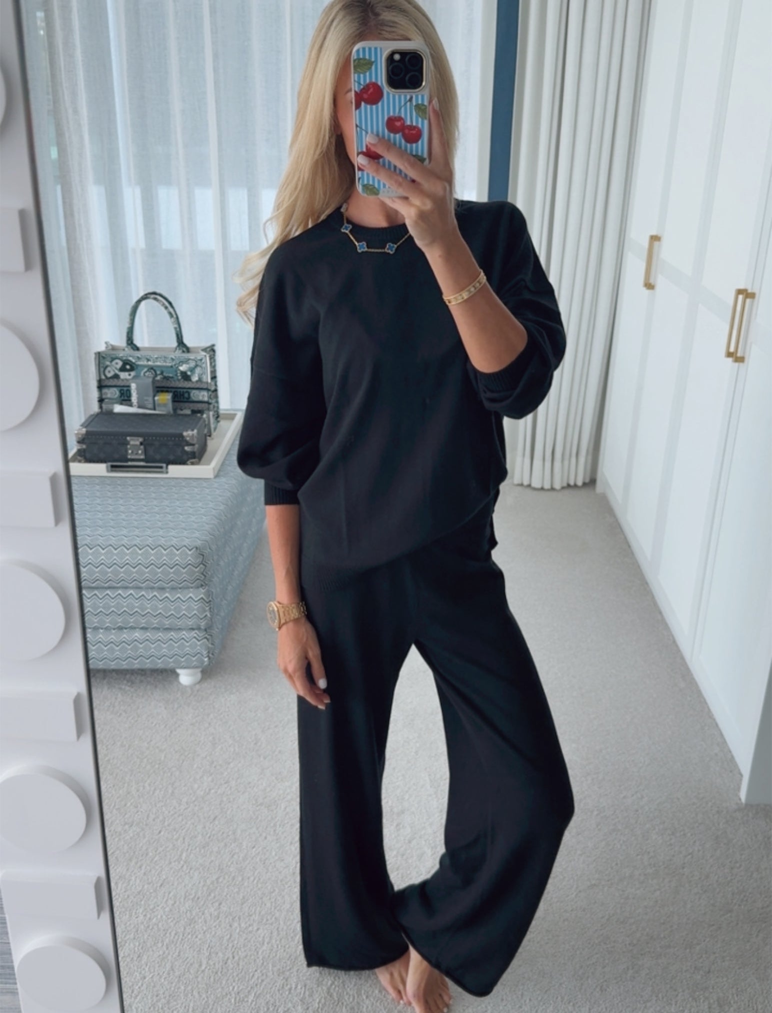 Cotton Cashmere Straight Leg Pant