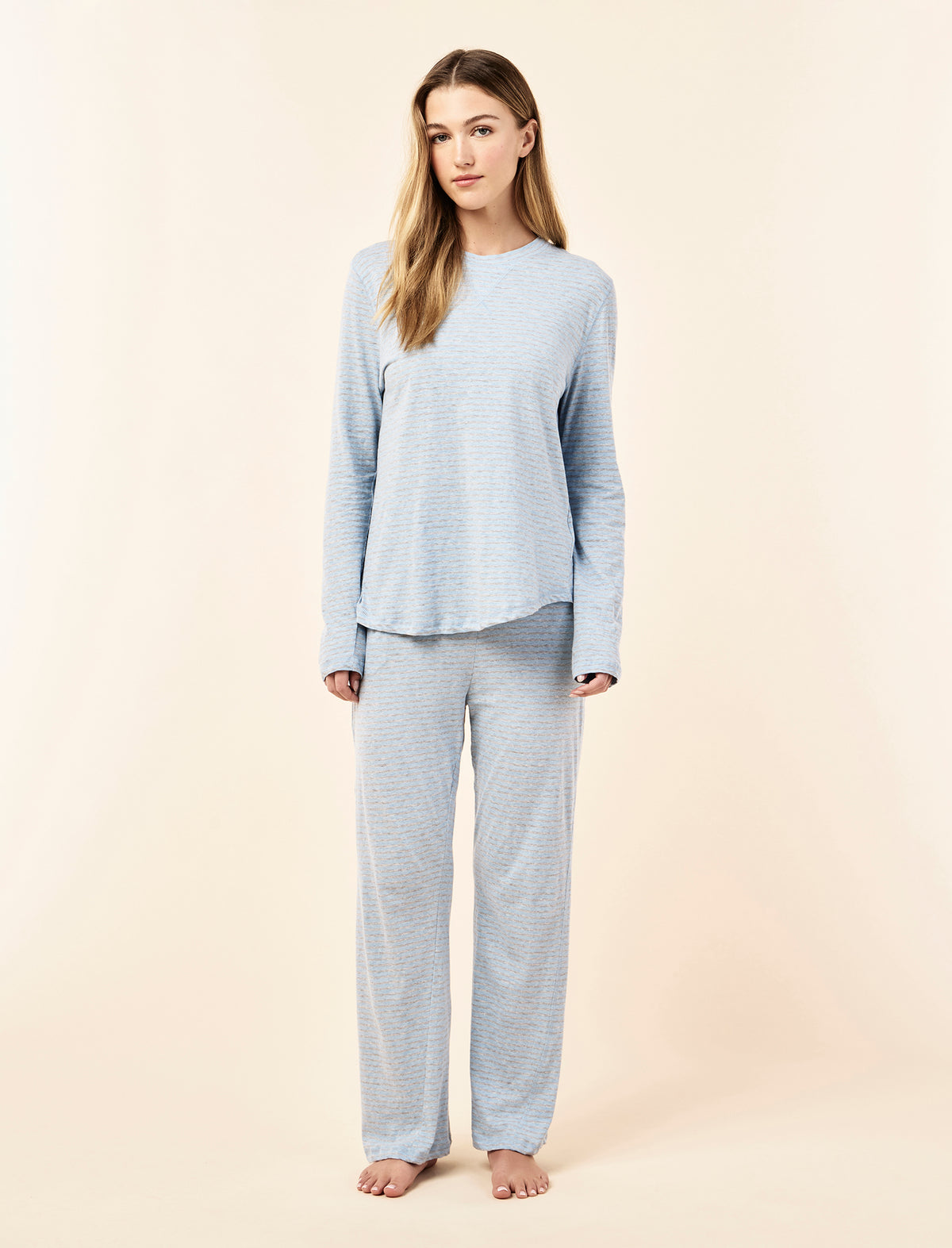 Jada Organic Cotton Knit Long Sleeve Tee and Straight Leg Pant Set