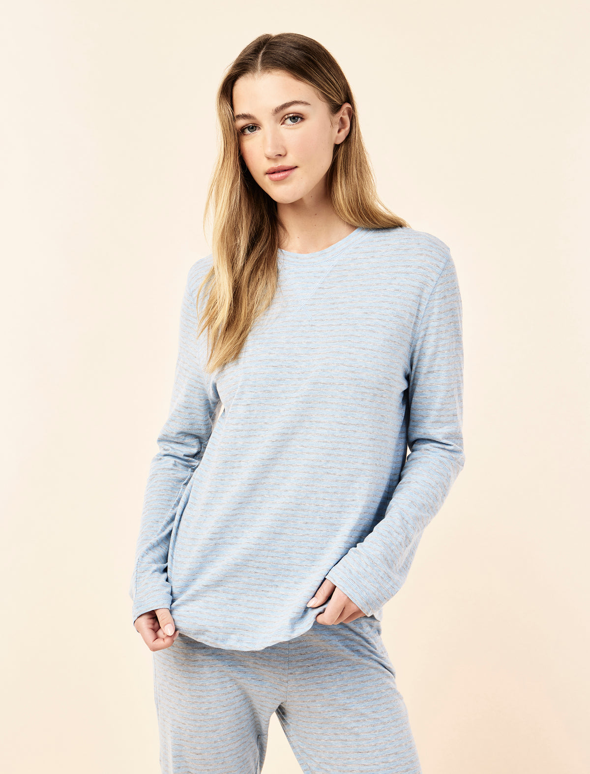 Jada Organic Cotton Knit Long Sleeve Tee and Straight Leg Pant Set