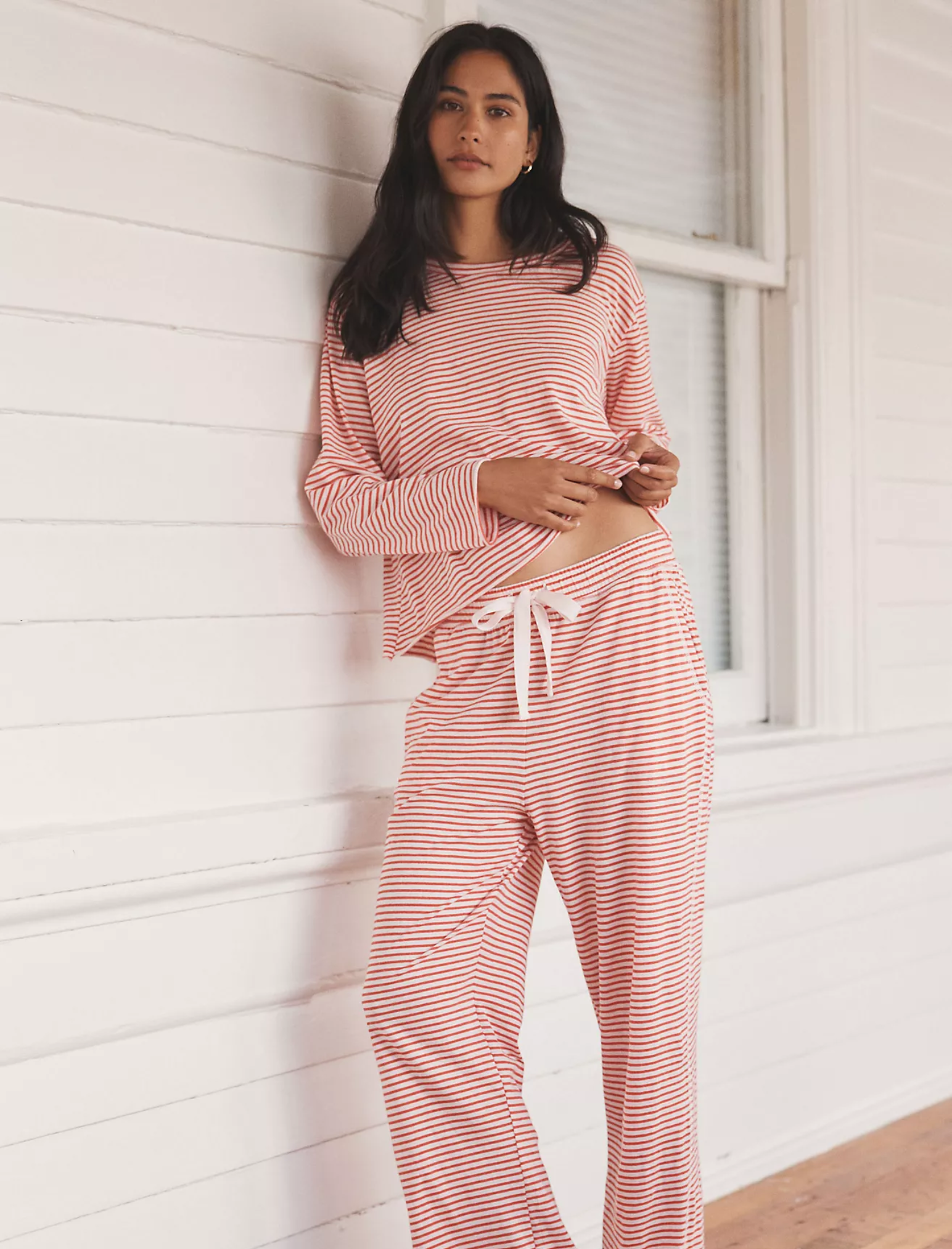 Jada Organic Cotton Boxy Long Sleeve Tee & Straight Leg Pant Set